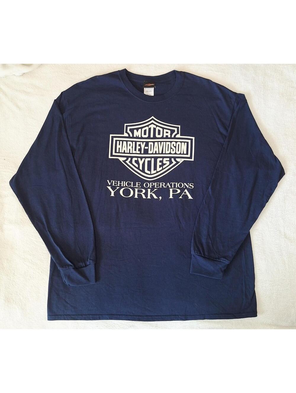 Harley-Davidson York PA Vehicle Operations Long Sleeve Shirt Navy Blue EUC - XL